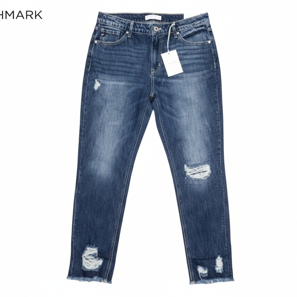 NWT KanCan Ultra Comfort Boyfriend Distressed Jeans 15/31